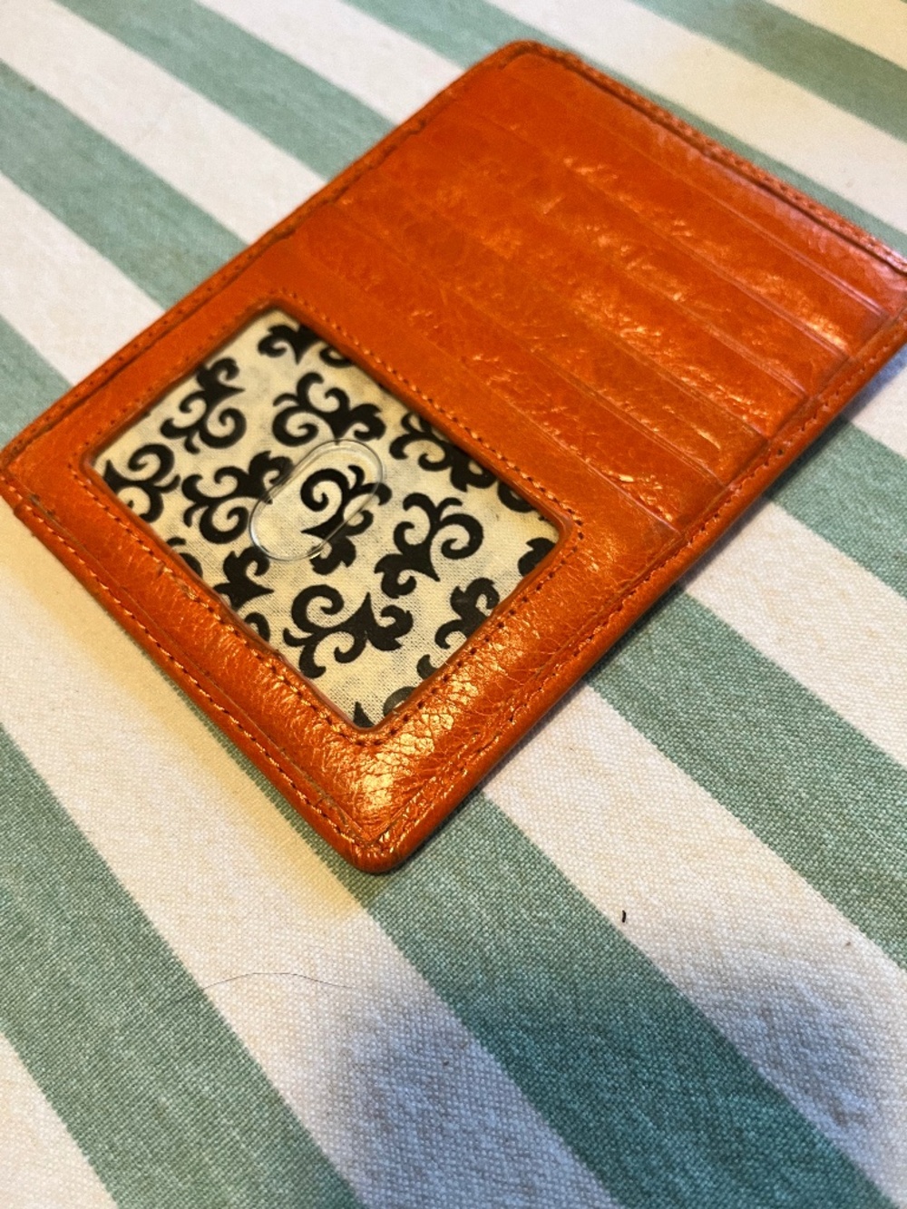 Hobo orange leather flat card wallet